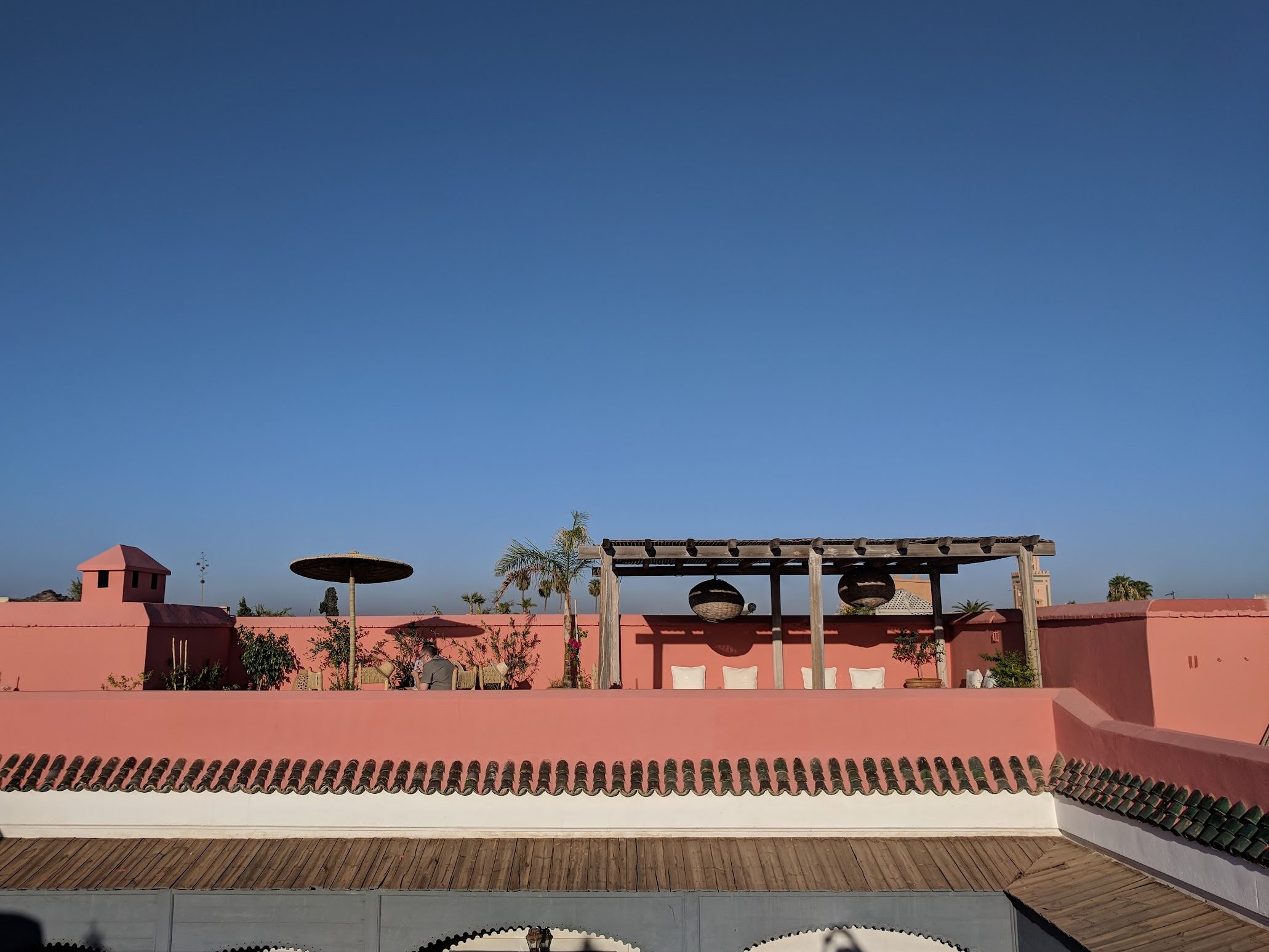 Sky view from a rooftop of a riad in Marrakech